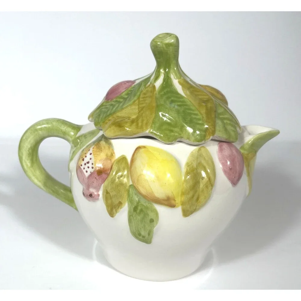 Andrea by Sadek Jay Willfred Fruit Teapot  9 in Made in Portugal Ceramic Vintage